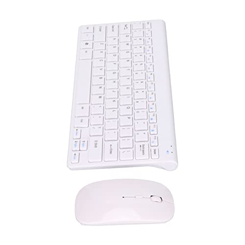 Jectse Kabellose Tastatur und Maus, Tragbare Ergonomische Tastatur- und Mauskombination, Kabellose 2,4-GHz-Tastatur-Maus-Kombination für PC-Desktop-Laptop(Weiß) von Jectse