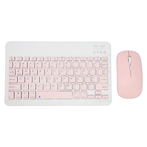 Jectse Kabellose Tastatur- und Maus-Kombination, 10-Zoll-Ultra-Slim-Tastatur mit Tastenkombination und ergonomischen Mute-Mäusen für Computer, Desktop, PC, Laptop Rosa von Jectse