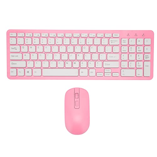 Jectse Kabellose Tastatur- und Mauskombination, 96 Tasten, 2,4 GHz, mechanische Computertastatur mit Rutschfester Matte, kompakte, leise Maus für Computer, Desktop, PC, Notebook, Laptop Rosa von Jectse