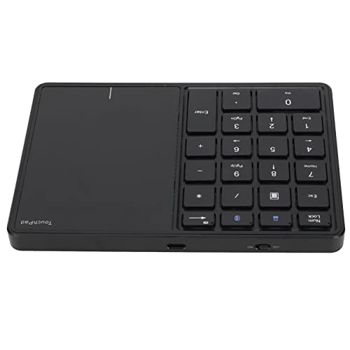 Jectse Kabelloser Ziffernblock, 22 Tasten Nummernblock mit Touchpad Finanzbuchhaltung Zahlentastatur Wireless 2.4G und BT Dual Mode für Laptop, PC, Desktop (Schwarz) von Jectse