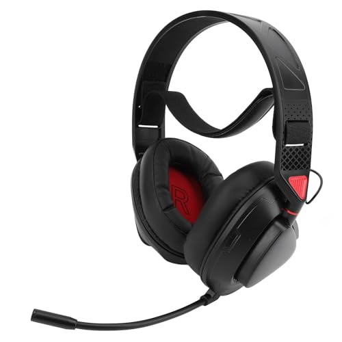 Jectse Kabelloses Gaming-Headset, 4 Modi, 1000 MAh, Verstellbarer Kopfbügel, Kabelgebundenes Gaming-Headset für PC (Schwarz Rot) von Jectse