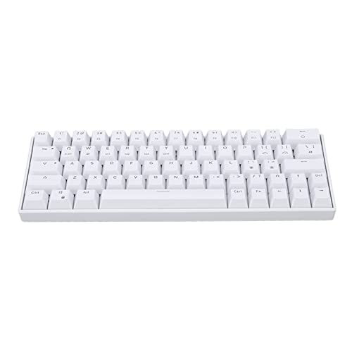 Jectse Mechanische Tastatur, Mechanische Gaming-Tastatur, 64 Tasten, Mode, Lange Akkulaufzeit, Ergonomisches Design für Büro für Heimspiele (Brauner Schalter) von Jectse