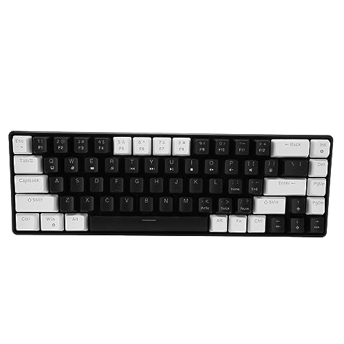 Jectse Mechanische Tastatur für, Ergonomische Gaming-Tastatur mit 68 Tasten für die Heim-Internet-Bar (weiß schwarz) von Jectse