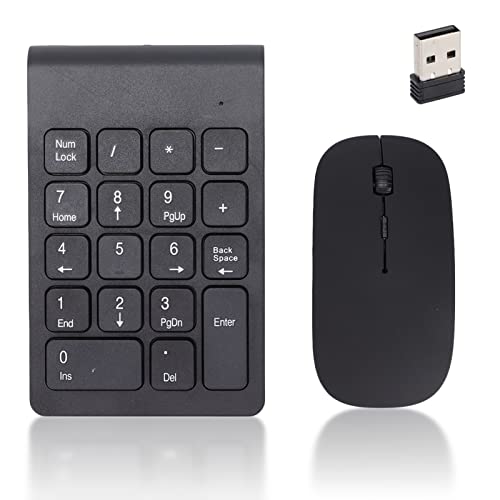 Jectse Numerisches Tastenfeld, Kabelloses Nummernpad und Maus-Kombination mit USB-Empfänger, 1200 DPI Tragbare Kabellose Maus und Laptop Numerisches Tastenfeld für PC-Desktop-Notebook von Jectse