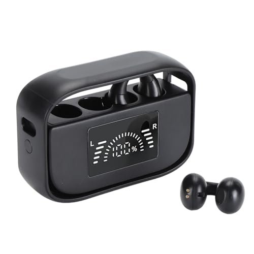 Jectse Offene Ohrclip-Kopfhörer, IPX5 wasserdichte Kabellose Clip-On-Ohrhörer mit Ladeetui, Knochenleitungskopfhörer Bluetooth für Workout, Fahren, Gehen (Black) von Jectse
