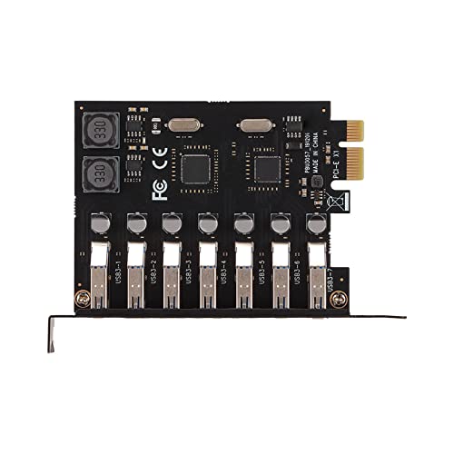 Jectse PCIE-zu-USB-3.0-Erweiterungskarte, 7-Port-USB3.0-Hub-Konverter für Desktop-PC, 5-Gbit/s-Hochgeschwindigkeits-4A-Netzteil über Chip-PCB für Windows 10/8/7/XP von Jectse