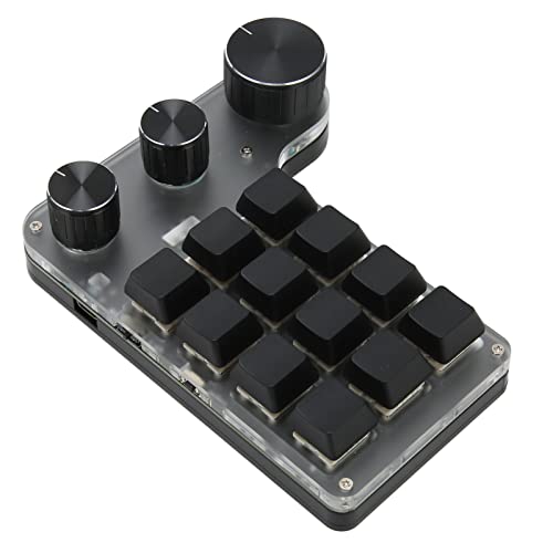 Jectse Programmierbare Tastatur mit 12 Tasten, Bluetooth-USB-Einhand-Makro-mechanische Tastatur mit 3 Einstellknöpfen, DIY-Tastatur mit Tastenkombinationen Plug & Play von Jectse