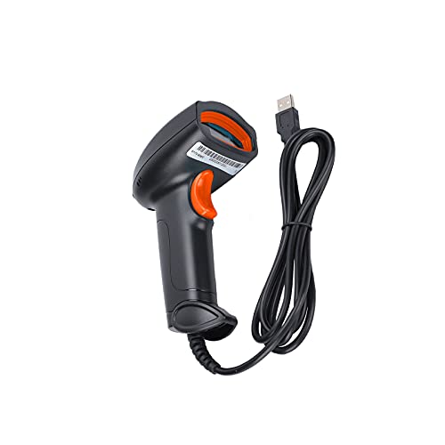 Jectse QR-Code-Scanner,Barcode-Scanner Handheld,Tragbares 360°-Lesegerät Staubdichter, Wasserdichter, Kabelloser QR-Code-USB-Leser mit Zusatzbeleuchtung für Papier-Barcodes (Schwarzorange) von Jectse