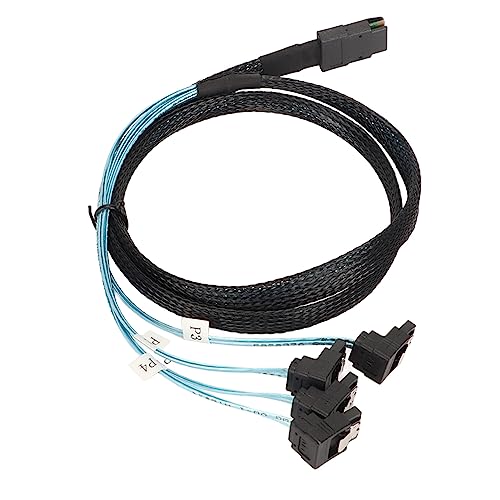 Jectse -SAS-zu-SATA-Kabel, SAS SFF-8087 zu 4 SATA 7-Pin-Datenkabel, 12 Gbit/s Hochgeschwindigkeits-Dual-Channel 90 Grad SAS-zu-SATA-Breakout-Kabel, 1 M/3,2 Fuß von Jectse