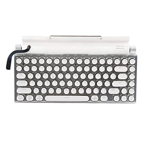 Jectse Schreibmaschinentastatur, 83 Tasten, Retro-Stil, Mechanische Tastatur, 5.0-Tastatur mit Blauem Schalter, Tragbare, Ergonomische Computertastatur für PC-Laptop (Weiß) von Jectse