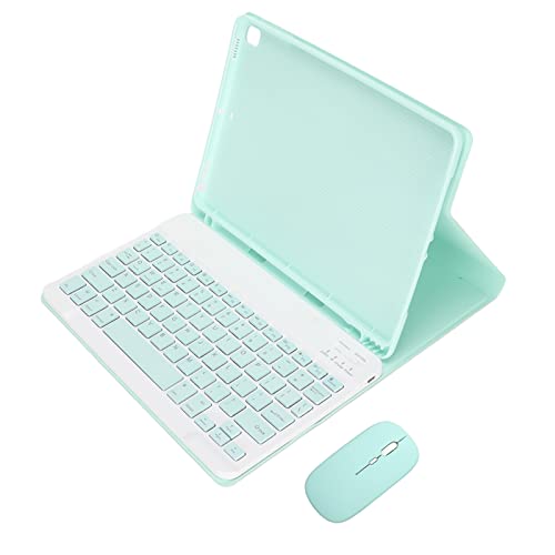 Jectse Tablet-Hülle, Tragbare PU-Leder-Hülle mit Tastatur und Maus, Professionelle Tablet-Hülle Wireless Keyboard Mouse Combo für IOS-Tablet 9.7 Air 1/2 (Grün) von Jectse