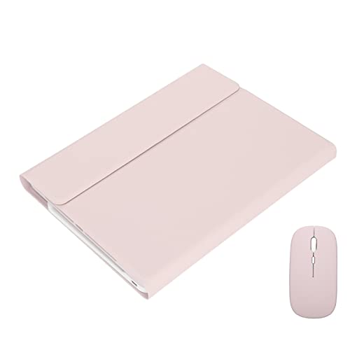 Jectse Tablet-Hülle, Tragbare PU-Leder-Hülle mit Tastatur und Maus, Professionelle Tablet-Hülle Wireless Keyboard Mouse Combo für IOS-Tablet 9.7 Air 1/2 (Rosa) von Jectse