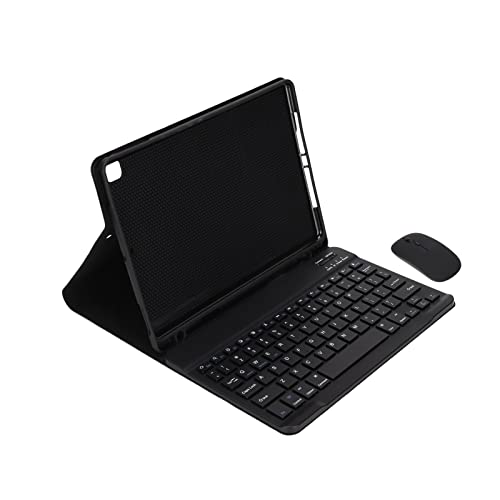 Jectse Tablet-Hülle, Tragbare PU-Leder-Hülle mit Tastatur und Maus, Professionelle Tablet-Hülle Wireless Keyboard Mouse Combo für IOS-Tablet 9.7 Air 1/2 (Schwarz) von Jectse