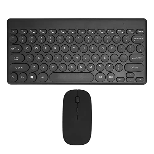 Jectse Tastatur und Maus, 78 Tasten 2,4 G Kabellose Tastatur- und Maus-Kombination, Tragbare Ergonomische Tastatur-Maus-Kombination für Desktop-Laptop-PC (Schwarz) von Jectse