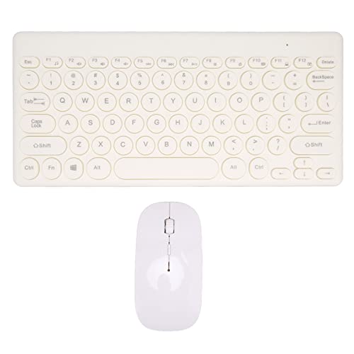 Jectse Tastatur und Maus, 78 Tasten 2,4 G Kabellose Tastatur- und Maus-Kombination, Tragbare Ergonomische Tastatur-Maus-Kombination für Desktop-Laptop-PC (Weiss) von Jectse