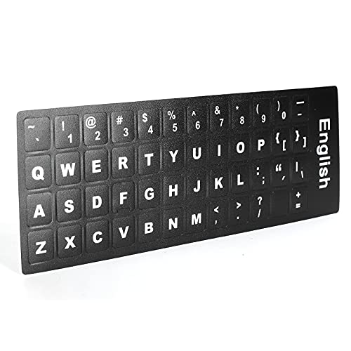 Jectse Tastaturaufkleber, Englischer Tastaturersatzaufkleber, Mit schwarzem Hintergrund und weißer großer Schrift, für 10 Zoll bis 17 Zoll Laptoptastaturen, Desktop-PC-Tastaturen, von Jectse