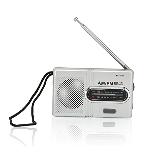 Jectse Tragbares Radio, Batteriebetriebenes -Taschenradio mit Kopfhöreranschluss AM FM-Transistor-Wetterradio für Den Notfall Im Innen- und Außenbereich von Jectse