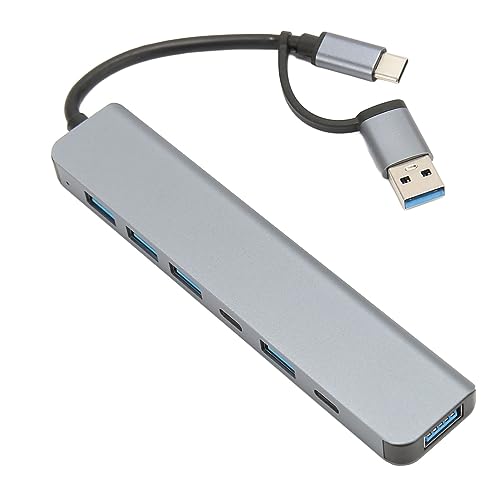 Jectse USB 3.0 Hub 7 in 1, 2303 USB C auf 5*USB 3.0 Multiport USB Hub Ethernet Adapter, 5 Gbit/s High Speed ​​USB C Splitter für Win 10, 8, 8.1, 7, XP, für Vista, für OS X, für Linux von Jectse