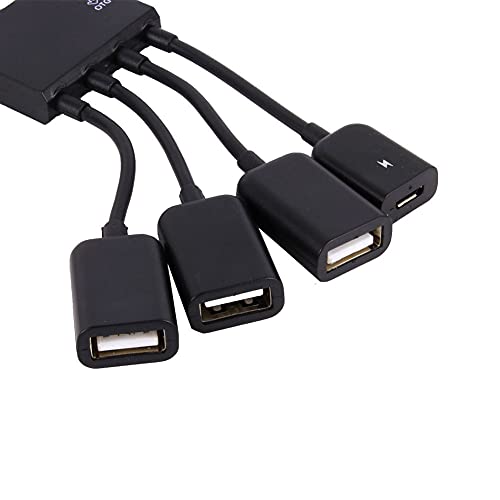 Jectse USB-Hub-Kabel, 4-Port-Micro-USB-Ladekabel für OTG-Hubs, zum Anschließen der Tastatur, Maus, Kartenleser, für Flash-Disk, Kartenleser, Maus, Tastatur von Jectse