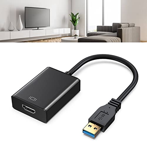 Jectse USB3.0-auf-HD-Adapter, 5 Gbit/s Schnelle Übertragung, Auflösung 1920 X 1080, Kompatibel mit Win 7, 8, 10, für OS X, für PC-Monitore, Fernseher, Projektoren (Schwarz) von Jectse