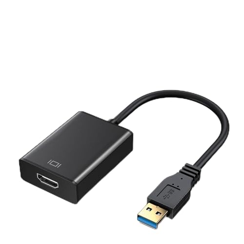 Jectse USB3.0-auf-HD-Adapter, 5 Gbit/s Schnelle Übertragung, Auflösung 1920 X 1080, Kompatibel mit Win 7, 8, 10, für OS X, für PC-Monitore, Fernseher, Projektoren (Schwarz) von Jectse