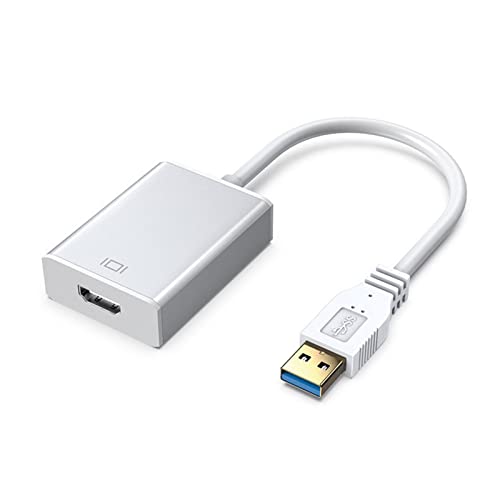 Jectse USB3.0-auf-HD-Adapter, 5 Gbit/s Schnelle Übertragung, Auflösung 1920 X 1080, Kompatibel mit Win 7, 8, 10, für OS X, für PC-Monitore, Fernseher, Projektoren (Silber) von Jectse