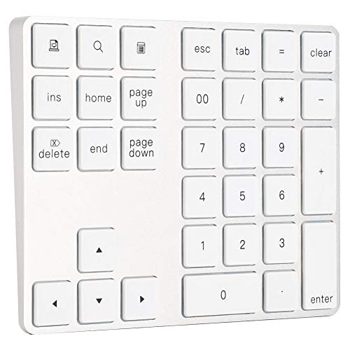 Jectse Wireless Nummernblock, Aluminiumlegierung USB3.0 Numerische Tastatur， BT HUB Typ-C Nummernblock， für, OS, (Silver) von Jectse