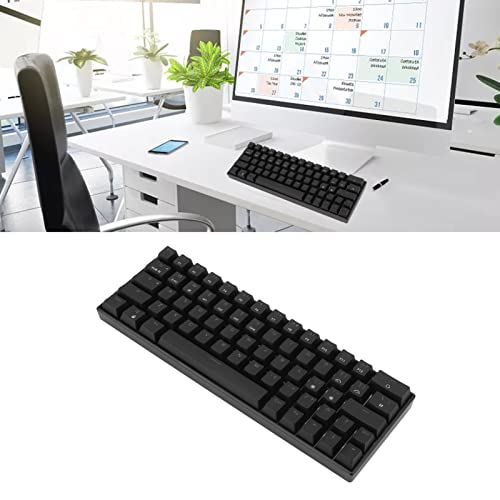 Kabellose Mechanische Tastatur, Wireless 2.4G Bluetooth 3.0 5.0 Type C 3 Modi Mechanische Gaming-Tastatur, 64 Tasten RGB LED Rainbow Backlit Ergonomische Gaming-Tastatur für Windows(Roter Schalter) von Jectse