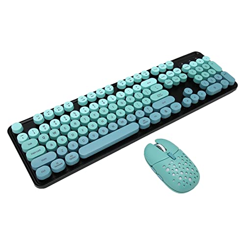 Kabellose Tastatur und Maus, 2,4 G Kabelloser Modus, 104 Tasten, Retro-Punk-Tastatur, Geräuscharmes ABS-Material, Retro-Punk-Tastatur mit 3 DPI für Mac, PC, Desktop-Laptop (Mischfarbe Blau) von Jectse