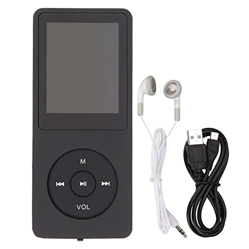 MP3-Player, Tragbarer 1,8-Zoll-Musikplayer mit Kopfhörer und USB-Kabel, MP3-Player für Kinder mit Voice-Recorder-E-Book, Unterstützt Bis zu 64 GB(Schwarz) von Jectse