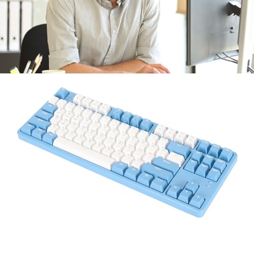Mechanische Tastatur mit 87 Tasten, Kabellose Dual-Mode-Bluetooth-5.0-Tastatur, Hot-Swap-fähige Gaming-Tastatur, Unterstützt 19 Tasten ohne Konflikt, Blauer Schalter, Grüne Achse von Jectse