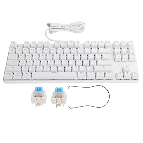 Mechanische USB2.0-Tastatur mit 87 Tasten, Mechanische Tastatur mit Blauem Schalter, Gemischte und Farbenfrohe Tastatur mit Voller Hintergrundbeleuchtung, Ergonomisches Design, Plug & Play, Lange Lebe von Jectse