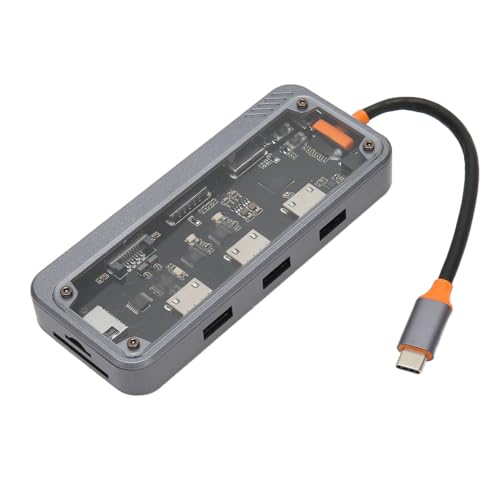 Multiport-Adapter, RJ45-Netzwerkunterstützung, 4K HD, Transparente Hülle, USB 3.0 2.0, Plug-and-Play, Hub, Speicherkartenleser, PD-Ladung für OS X für TV von Jectse