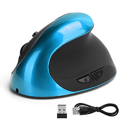 Optische Vertikale Maus Kabellos，Tragbare Rechte Hand Ergonomischer Griff Office-Gaming-Computermäuse der 3. Generation Hz 2,4-GHz-Funktechnologie，Fortgeschrittene Optische Engine (Blau) von Jectse