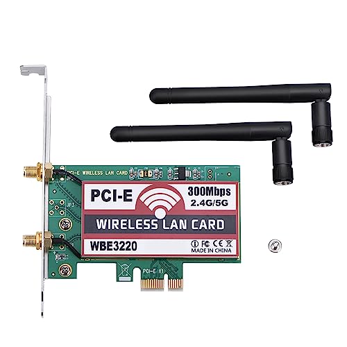 PCI-e WiFi Adapter, 2.4G/5G 300Mbps PCI-e Dual Band WiFi Adapter, Dual-Antennen-Design, Verbessert das Drahtlose Signal, für Laptop MAC von Jectse