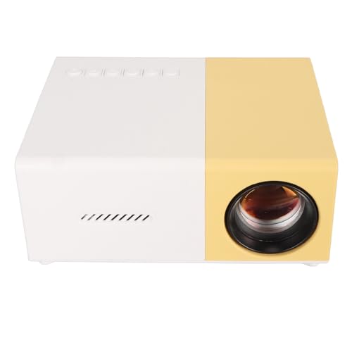 Projektor, 1080P Kompakter Tragbarer Projektor mit Mehreren Anschlüssen, Geräuscharmen und Stereo-Lautsprechern, Kindergeschenk, 30–120 Zoll Projektionsgröße, (Weiß und Gelb) von Jectse