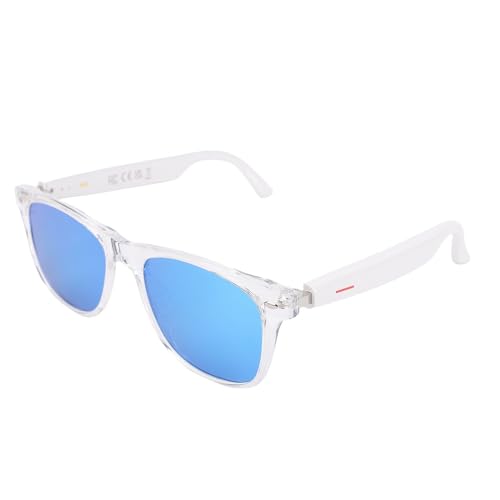 Smart AI -Übersetzerbrille, Bluetooth 5.4 Gleichzeitige Interpretationsbrille für Multisprachen, Audio -Sonnenbrille, die in Mikrofon (Blaue Linse mit weißem Rahmen) von Jectse