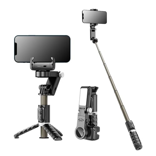 Smartphone-Gimbal-Stabilisator, Q18 Bluetooth-Handy-Gimbal mit Ausziehbarem Selfie-Stick-Stativ, Gesichtsverfolgung, Kabelloser Remote-Telefon-Videostabilisator für Android für IOS von Jectse