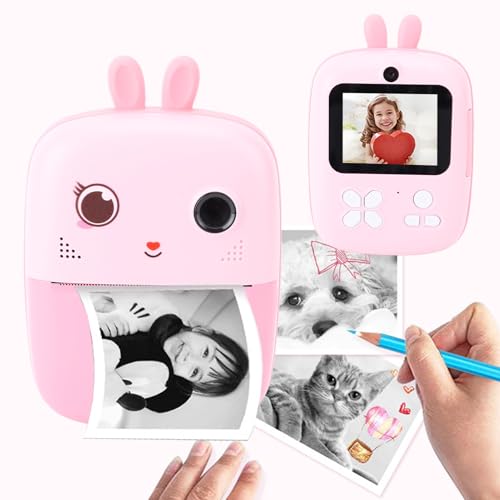 Sofortbildkamera für Kinder, 1080P 80MP HD Selfie-Sofortbildkameras für Kleinkinder, Kompakte Druckkamera für Kleinkinder mit Autofokus, Mehreren Filtern, Integrierten (Rose) von Jectse