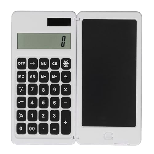 Solar Deskrechner, Solar Betrieben Grundlegender Bürorechner mit LCD -Schreibblock, Sperrschlüssel, Handheld -Multifunktions -Computerrechner, Standardfunktion für Büro, (White) von Jectse