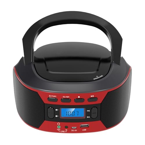 Tragbare CD-Player-Boombox mit UKW-Radio, Bluetooth-CD-Boombox mit Toplader, CD/CD-R/CD-RW/MP3-kompatibel, Wiederaufladbarer CD-Player mit AUX-Eingang, LED-Anzeige, (EU-Stecker) von Jectse