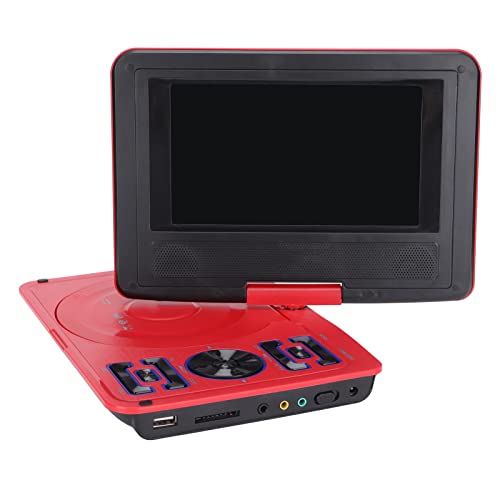 Tragbarer DVD-Player mit Großem Schwenkbarem Bildschirm, 806 Mobiler DVD-Player, 1500 MAh, Wiederaufladbar, Unterstützt Synchronisierung von TV/SD-Karte/USB/Region (Rot) von Jectse