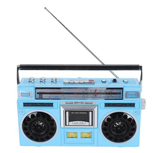 Tragbarer Kassettenspieler-Boombox, Retro-Bluetooth-Kassettenrekorder mit Stereolautsprecher, 4-Band-MW-FM-SW1-SW2-Radio, Batteriebetrieben, USB/TF-Kartenspieler, LED-Anzeige von Jectse