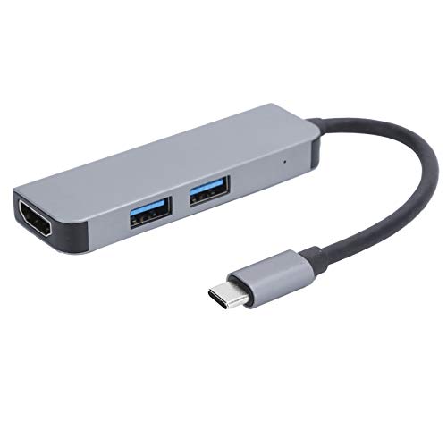 Typ-C-Hub, Dockingstation aus Aluminiumlegierung, multifunktionaler 2 x USB-3.0-Ausgangs-Adapter, unterstützt High-Definition-HDMI-Audio- und Video-Ausgang von Jectse
