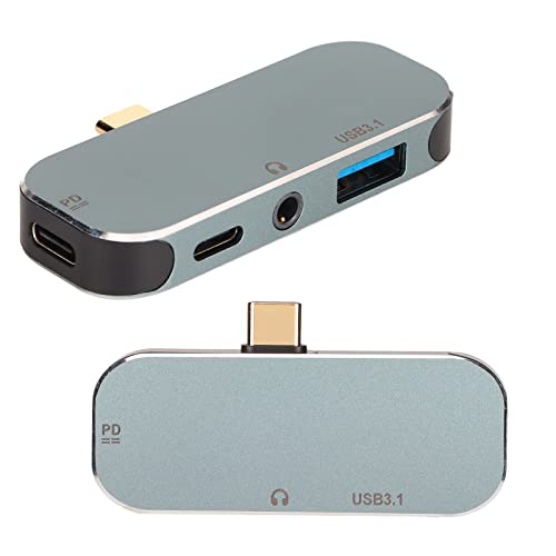 USB-C-Hub, 5-in-1-USB-C-Hub-Multiport-Adapter, Hot-Swap-fähige 100-W-PD-Ladestation mit 3,5-Kopfhöreranschluss für Win für Android für OS X von Jectse