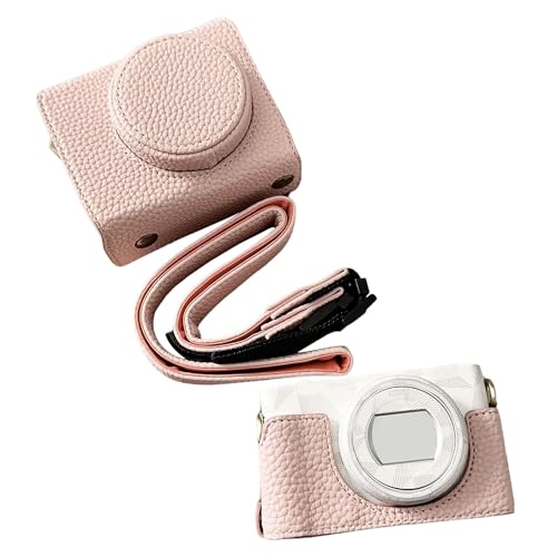 ZV1F/ZV-1M2-Hülle, Vintage-Kameratasche aus Leder mit zu öffnendem Schultergurt Unten für ZV1F, ZV-1M2 Vlog-Kamera, Schutzhülle mit Gurt (PINK) von Jectse