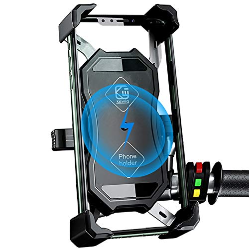 Jeebel Motorrad Handyhalterung, 2 in 1 QI Wireless und QC 3.0 USB Ladegerät Motorrad Handyhalterung mit 360° drehbarer Halterung verstellbar für 4-7 Zoll Smartphone Samsung/Huawei/Android von Jeebel