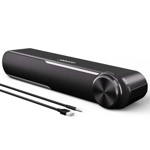 Jeecoo A30 PC Lautsprecher, Computer Lautsprecher für Pc, USB Powere PC Soundbar Schwarz, Lautsprecher Boxen für Pc, Laptop,Monitor,Ipad,Tablets,Smartphone (USB+3.5mm) von Jeecoo