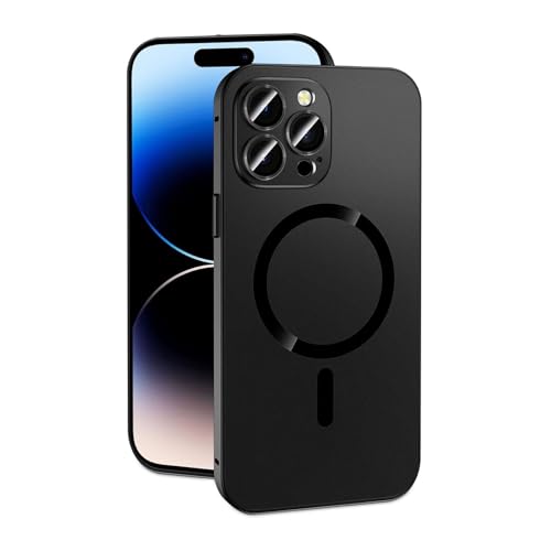 Magnetic Charging Aluminum Metal Bumper Matte Shell for iPhone, Magnetic Charging Anti-Collision Matte Protective Case for iPhone 16/15/14/13 Pro Max (for iPhone15,Black) von Jeeeun