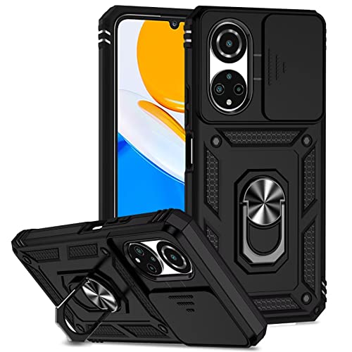 ESONG Handyhülle für Honor X7 Ständer Hülle,[360 Grad Metall Ring Drehung Halter][Kameraschutz ],Militär Handy Stoßfeste Handytasche Case Outdoor Schutzhülle Cover,Schwarz von Jeelar